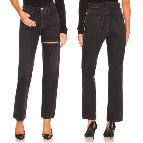 AGOLDE Lana Slice Mid Rise Straight Jeans - Picture 1 of 8